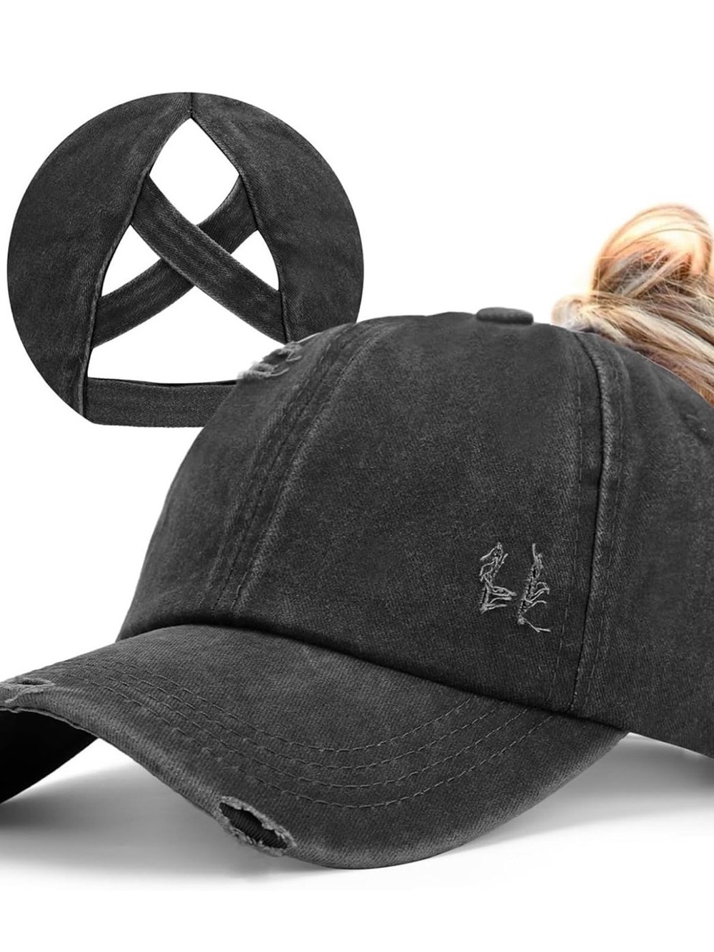 BUNDLE 🚨 Women’s Crisscross Ponytail/Bun Caps - 1 dark grey & 1 white